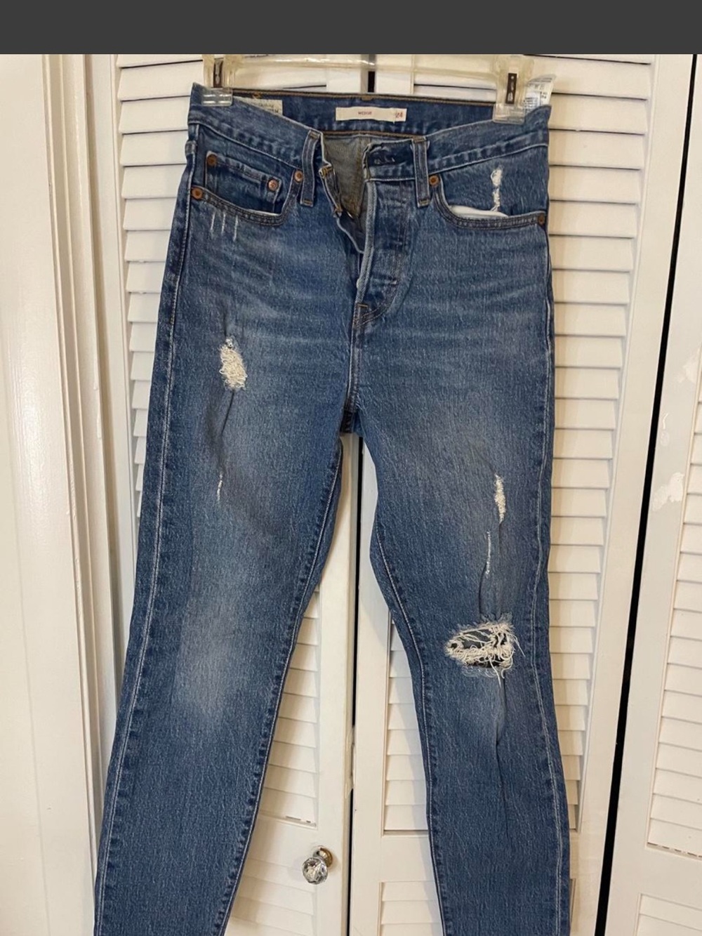 Levi's Straight Leg Distressed Blue Jeans